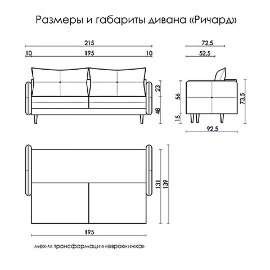 Диван Ричард 8 марта Размеры