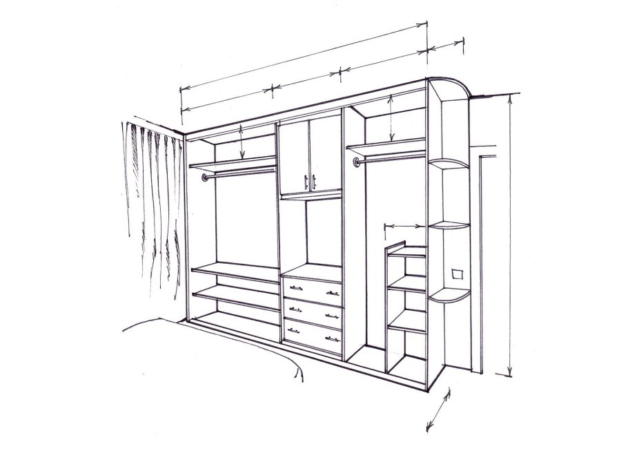 Шкаф-купе 2500х2400х600 чертежи