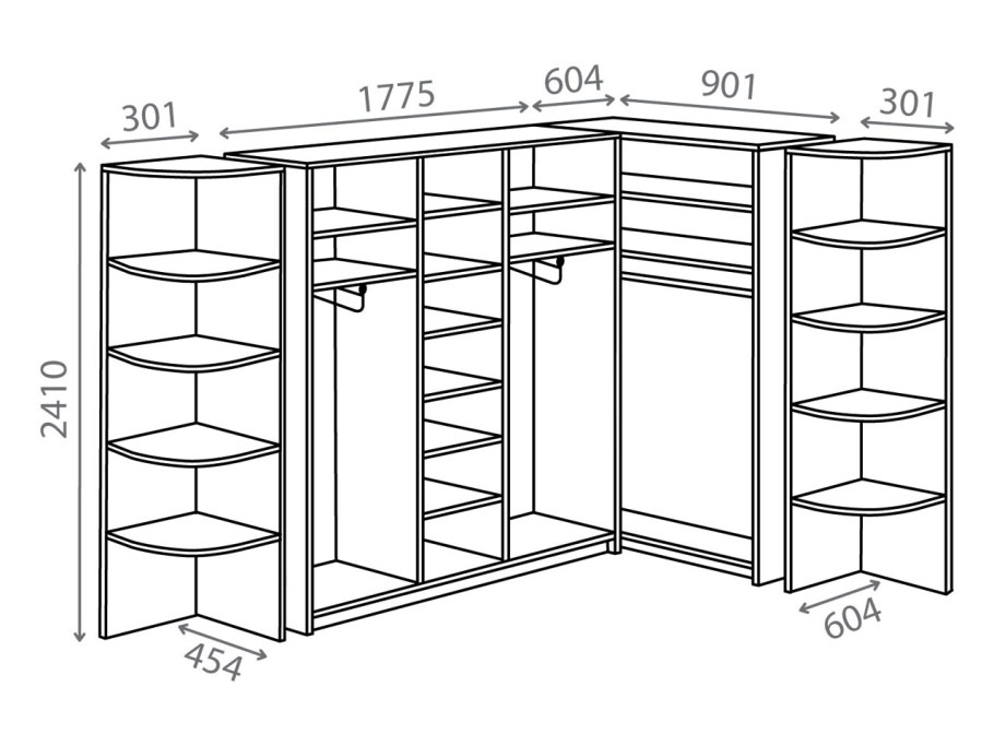 Шкаф-купе"Оптима"угловой чертеж
