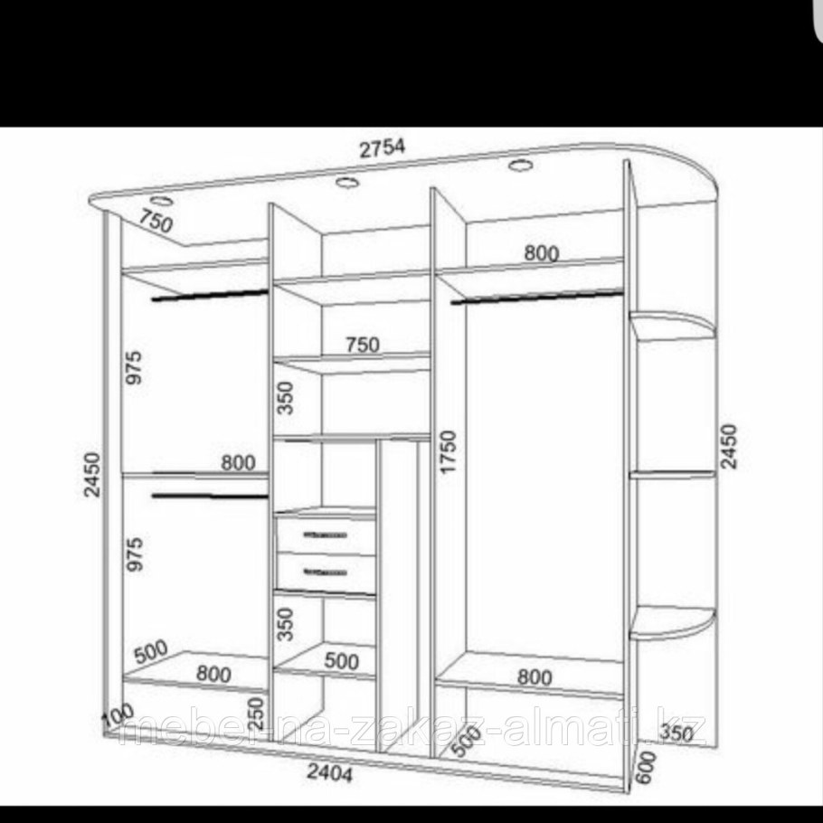 Шкаф угловой 750х750 чертеж