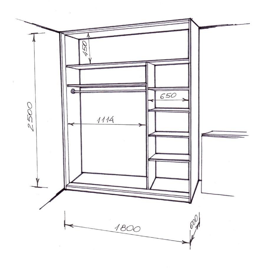 Глубина шкафа в спальне