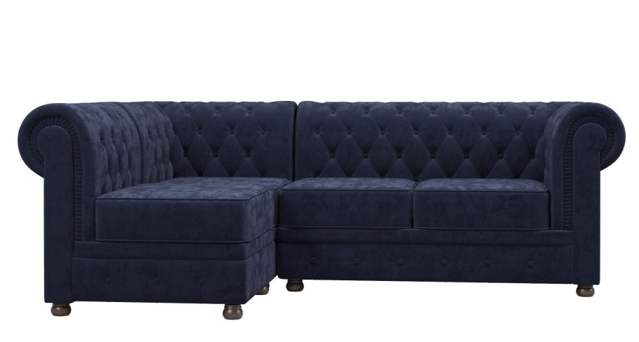 Диван Честер в синий вельвет