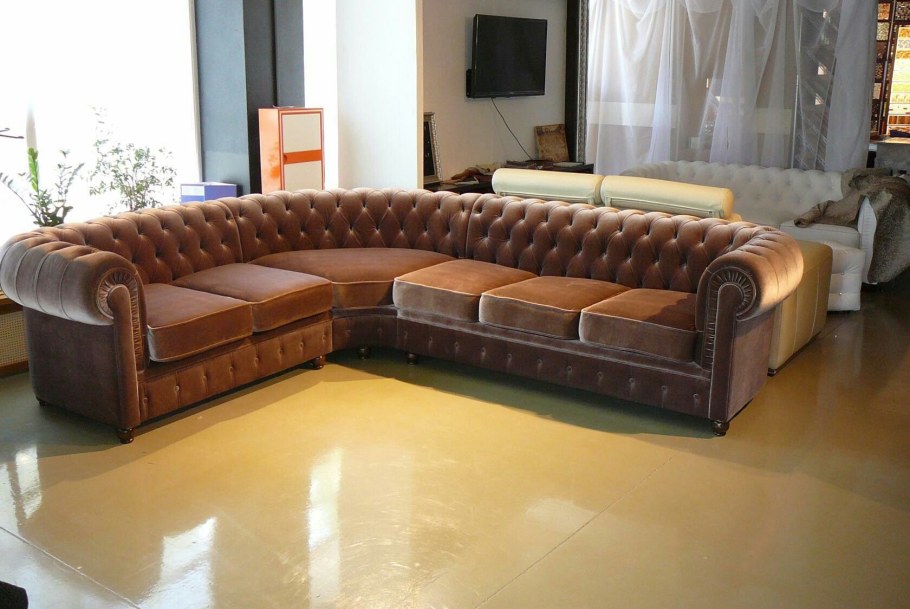 Угловой диван Честер зеленый