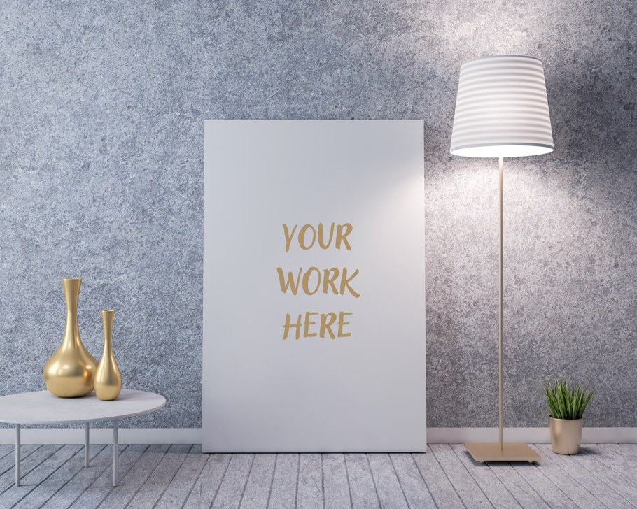 Белый холст на стене