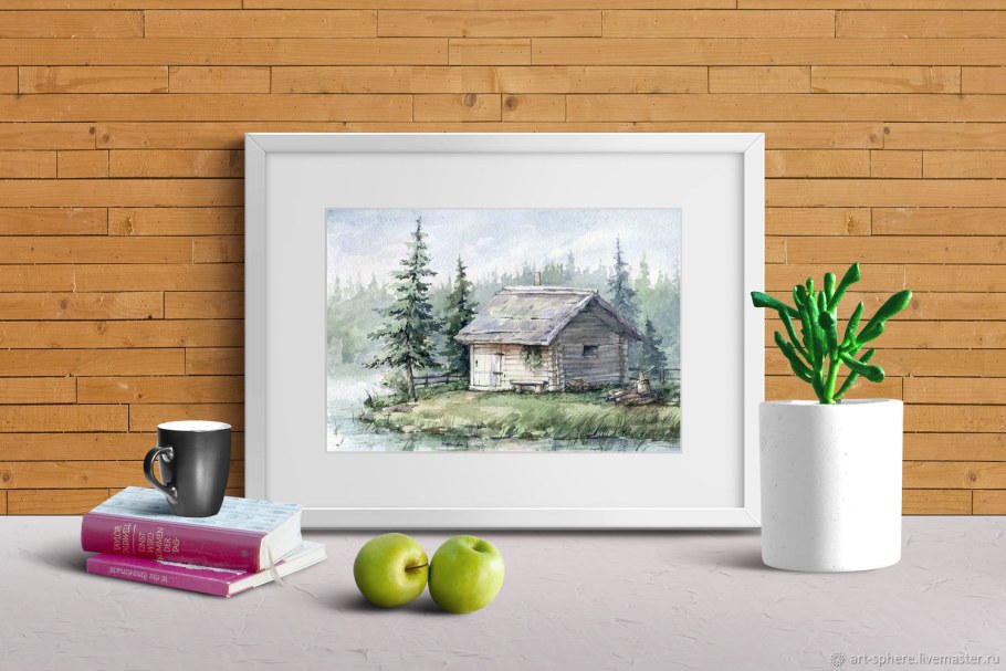 Квадратная картина в рамке на стене