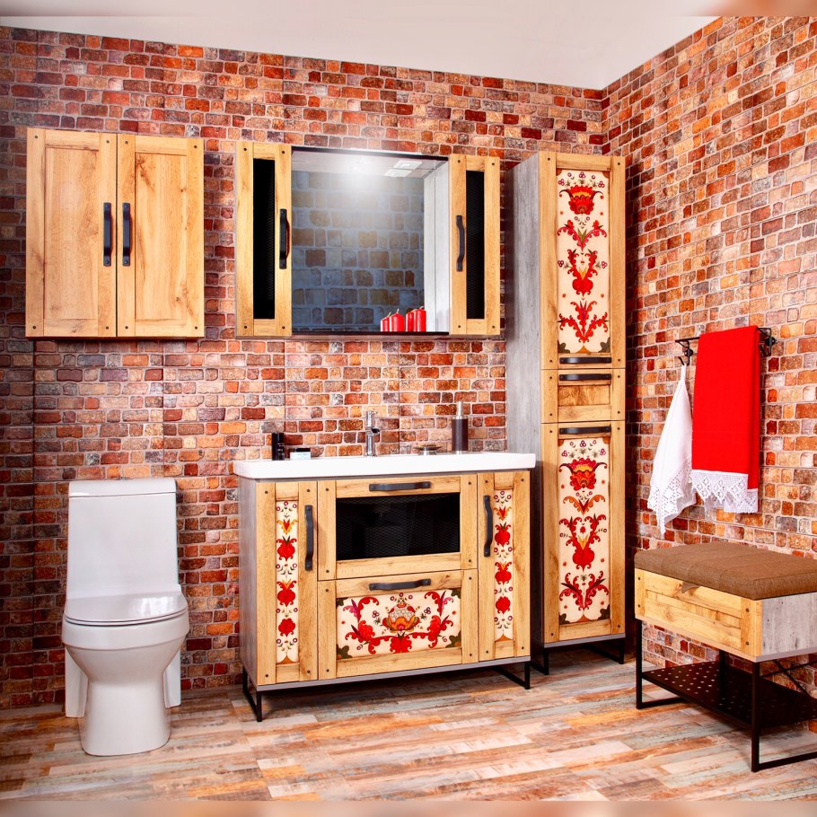 Тумба с раковиной Бриклаер Фостер 40 дуб золотой антрацит