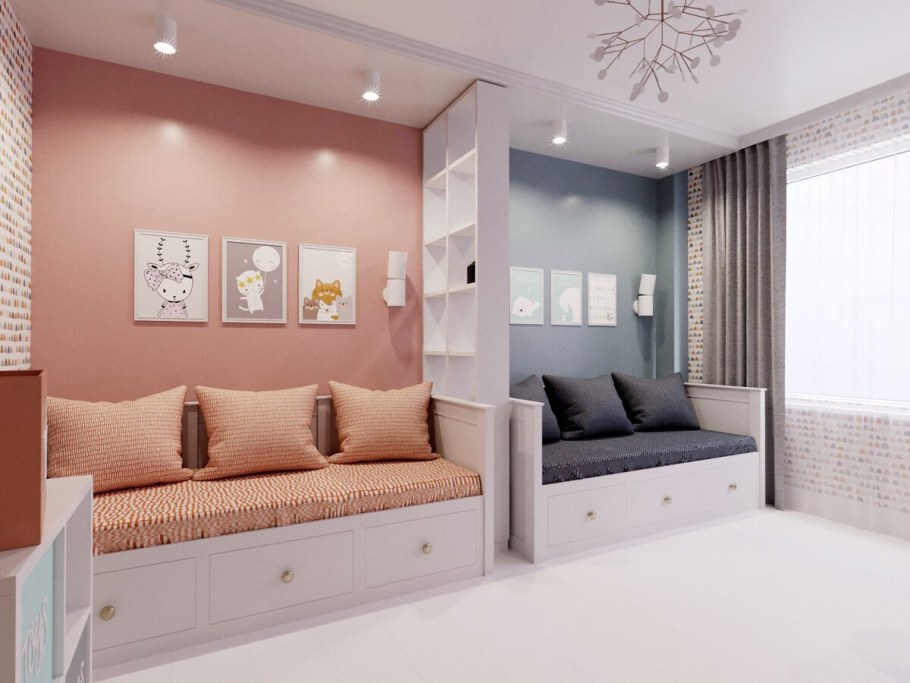 Комната на двоих детей с перегородкой