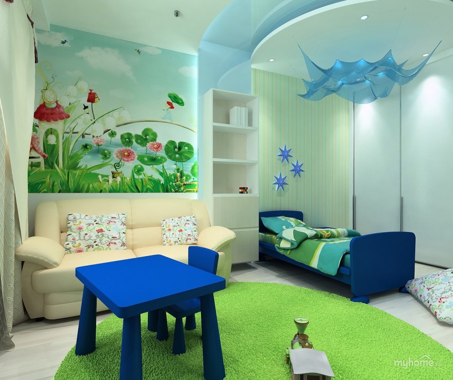 Детская комната для мальчика с диваном