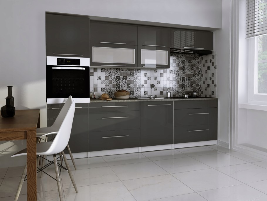 Кухонный гарнитур фэнтези белый универс, Лайнс 2,4м