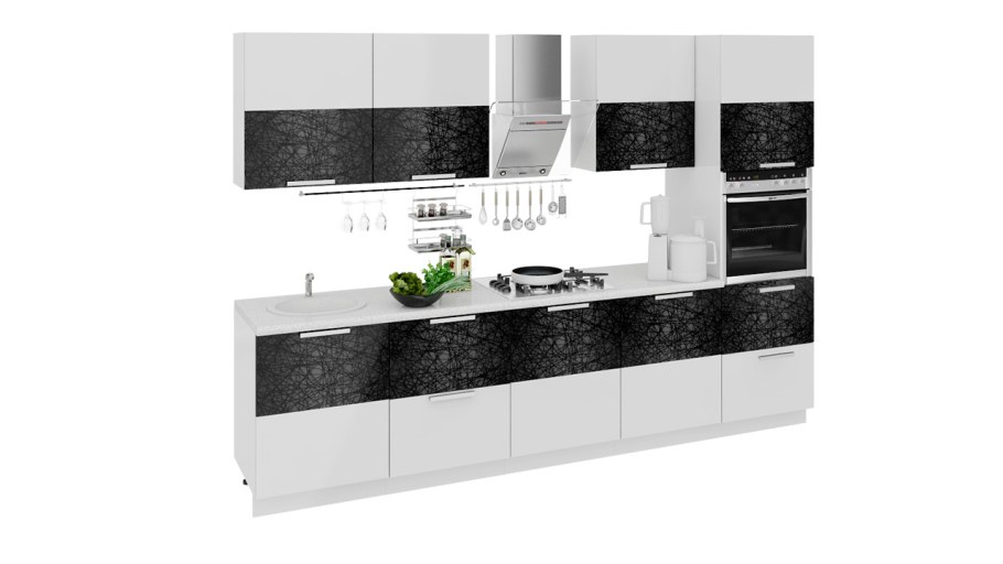 Кухня "Валерия-м страйп" черная