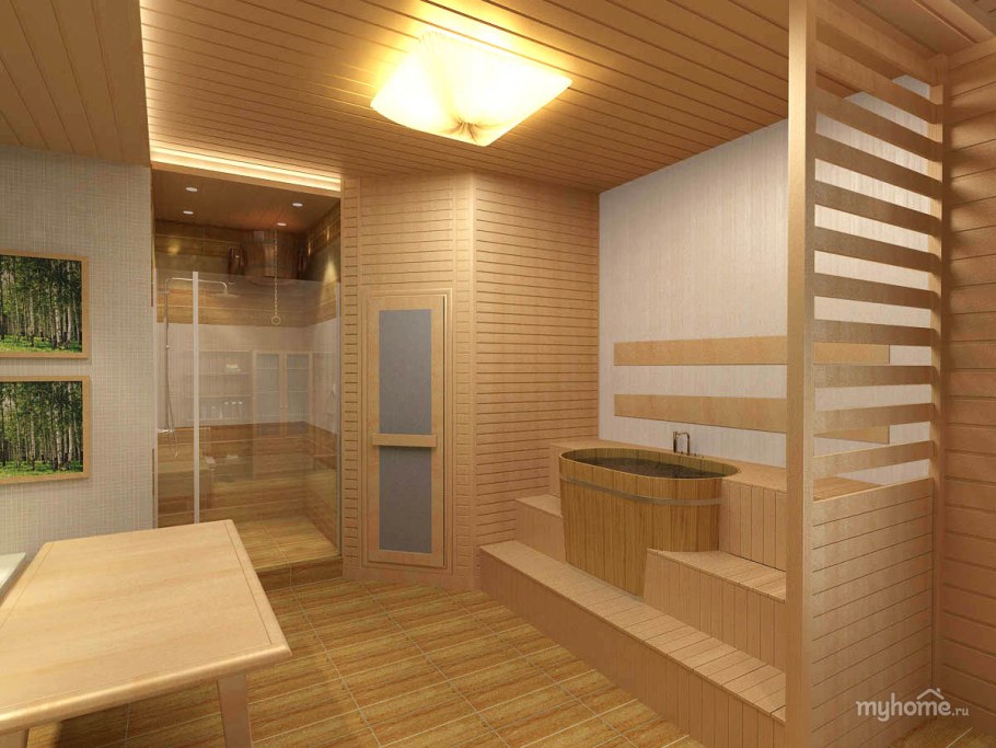 Отделка бани из бревна