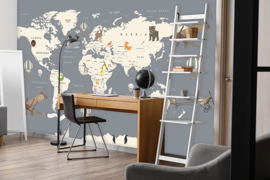 Фотообои карта мира для детей