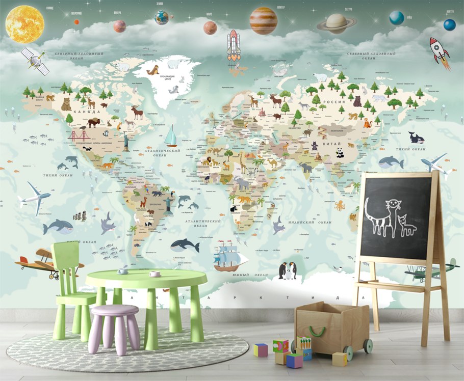 Обои карта мира на стены для подростка