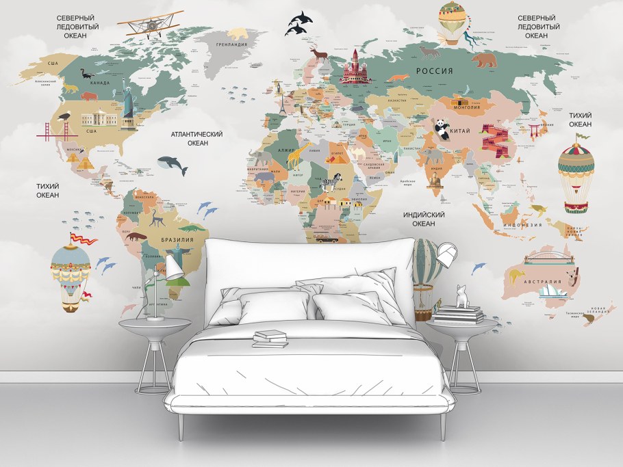 Фотообои с картой мира в детскую Леруа Мерлен