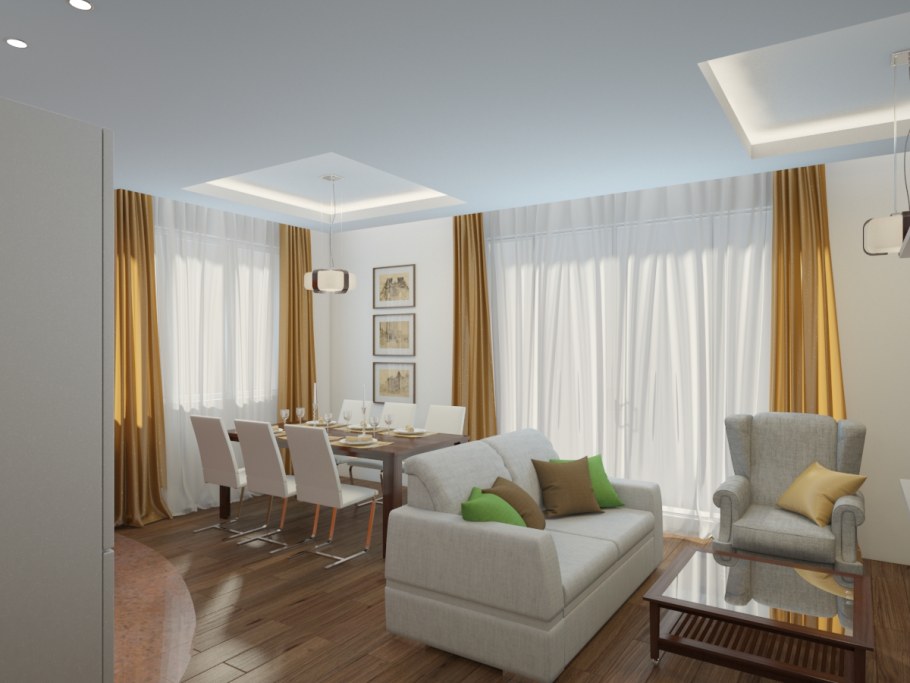 Гостиная с 2мя окнами