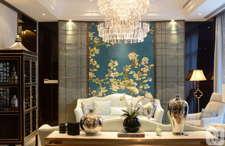 Шинуазри голубой белый золотой