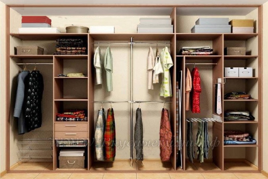 Наполнение шкафа купе 3 метра 4 двери с размерами