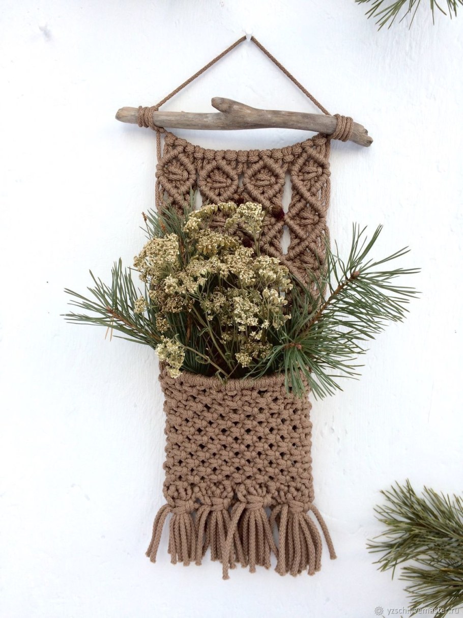 Часы макраме настенные