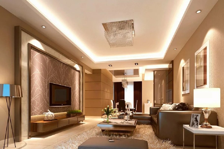 Натяжные потолки гостиная 18кв