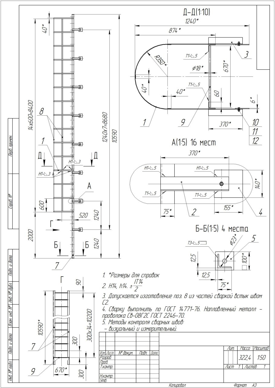 Лестницы пожарные ГОСТ 53254-2009 чертежи