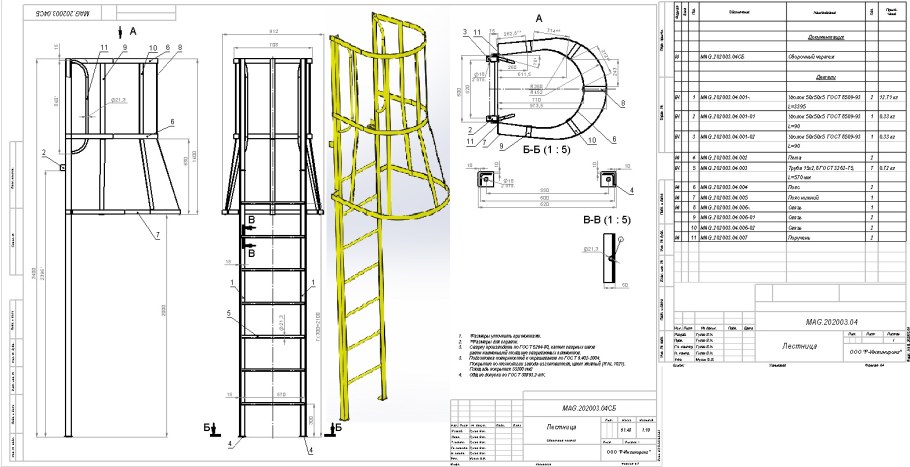 Пожарная лестница п2 чертеж