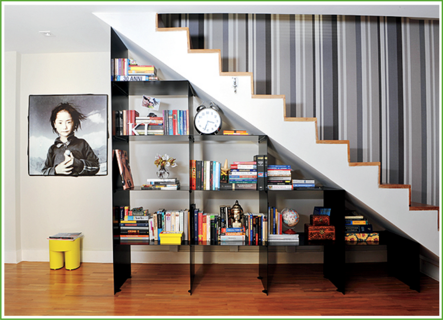 Полки под лестницей