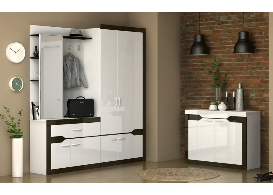 Прихожая дуэт Зарон венге/белый глянец 1500