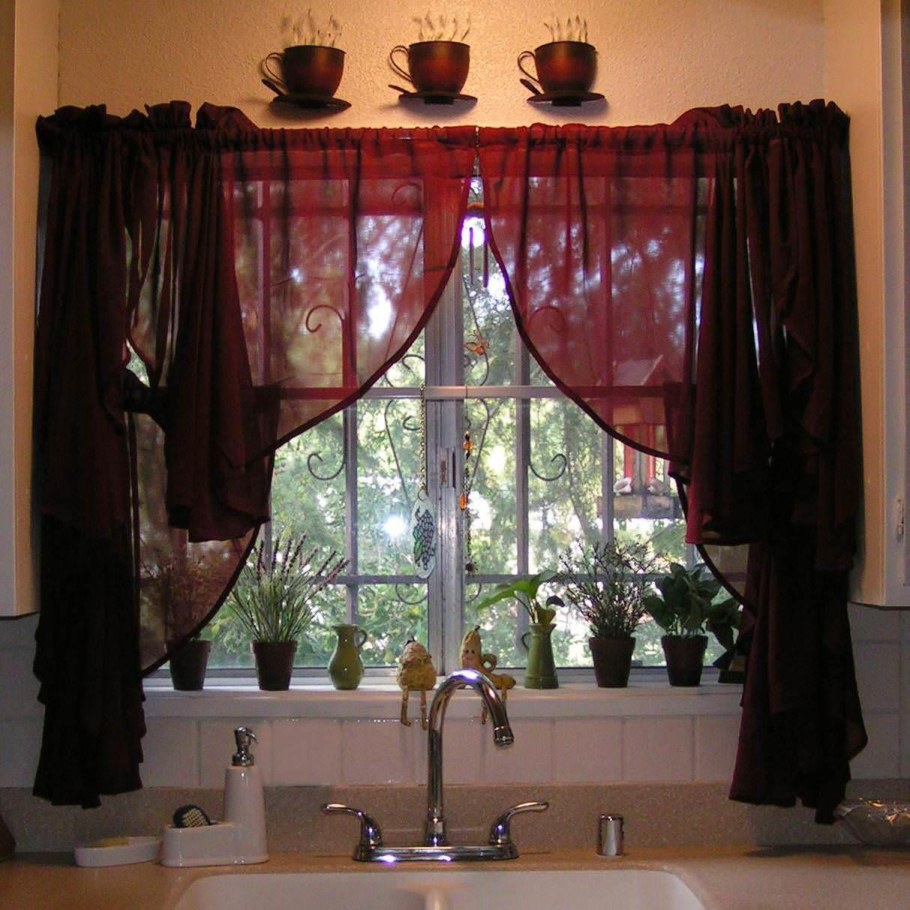 Деревенские шторы для кухни