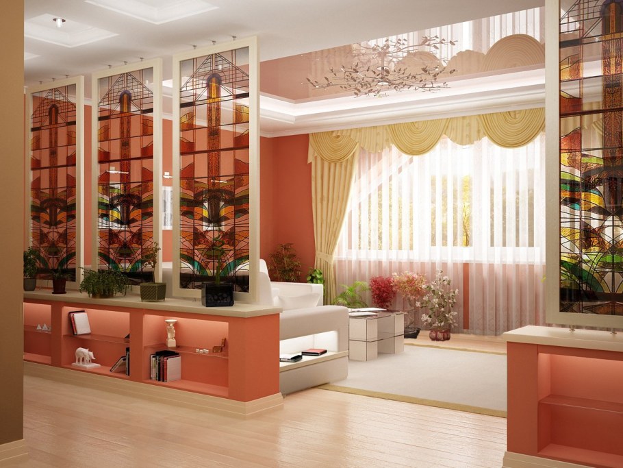 Перегородка в гостиной для зонирования