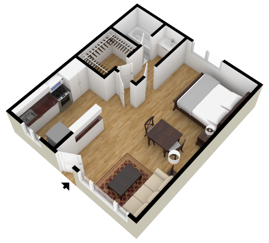 Планировка двушки 3д