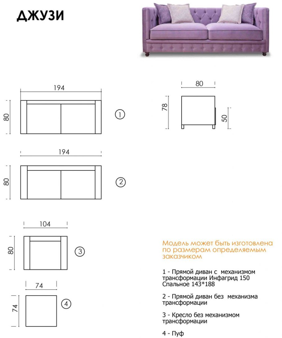 Диван Размеры стандартные прямой