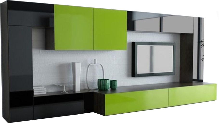 Зеленая стенка в гостиную