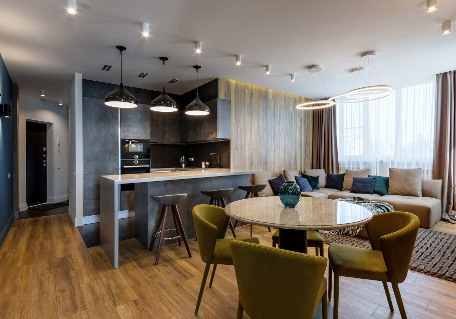 Гостиная столовая освещение