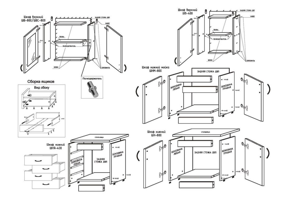 Деталировка кухонных шкафов