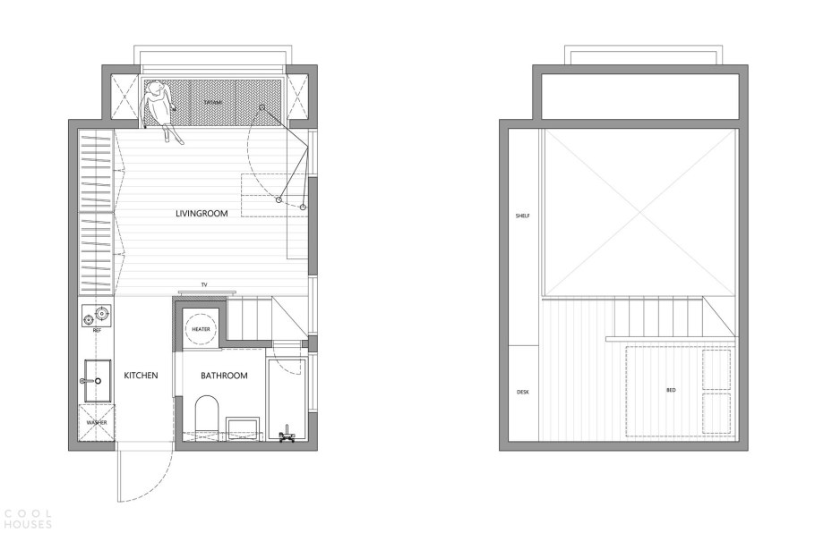 Планировка студии 13м