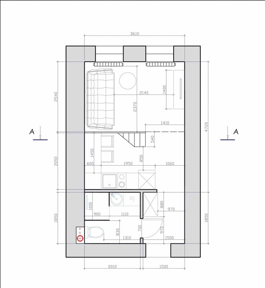 Пик планировка студии 20 м2
