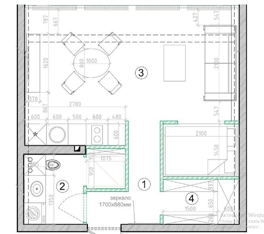 Планировка студии 35 кв метров