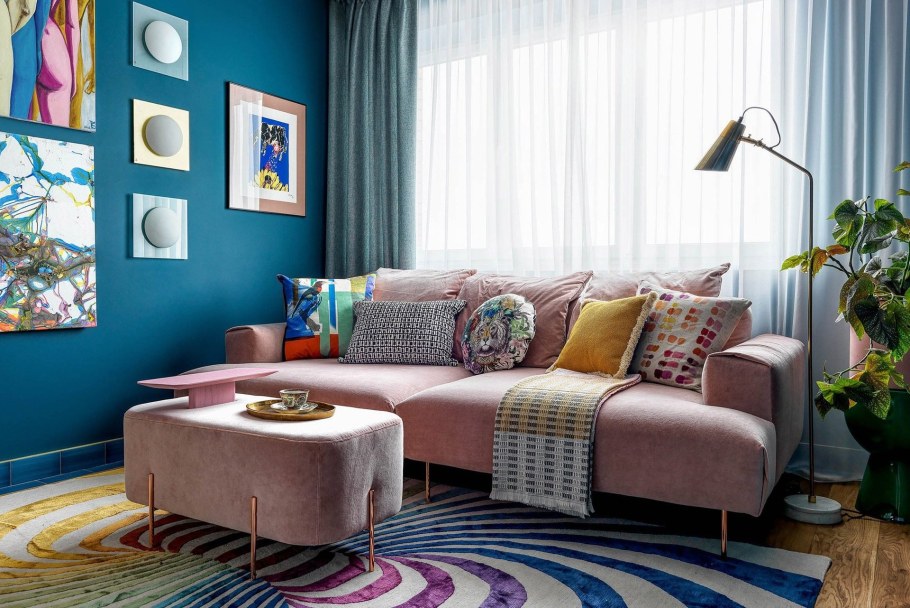 Яркий интерьер гостиной