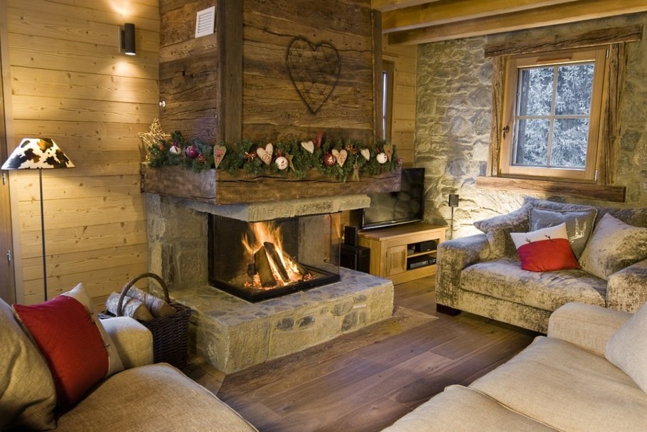 Интерьер дачной гостиной