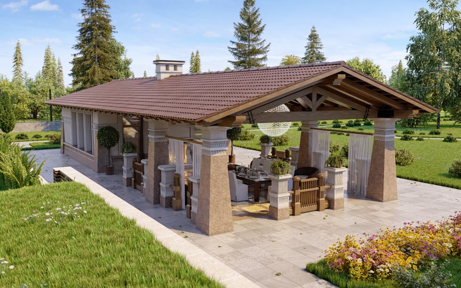 Беседка с летней кухней