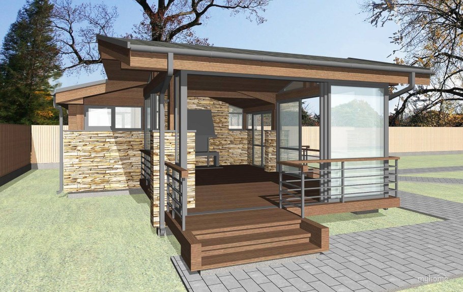 Проект веранды с барбекю