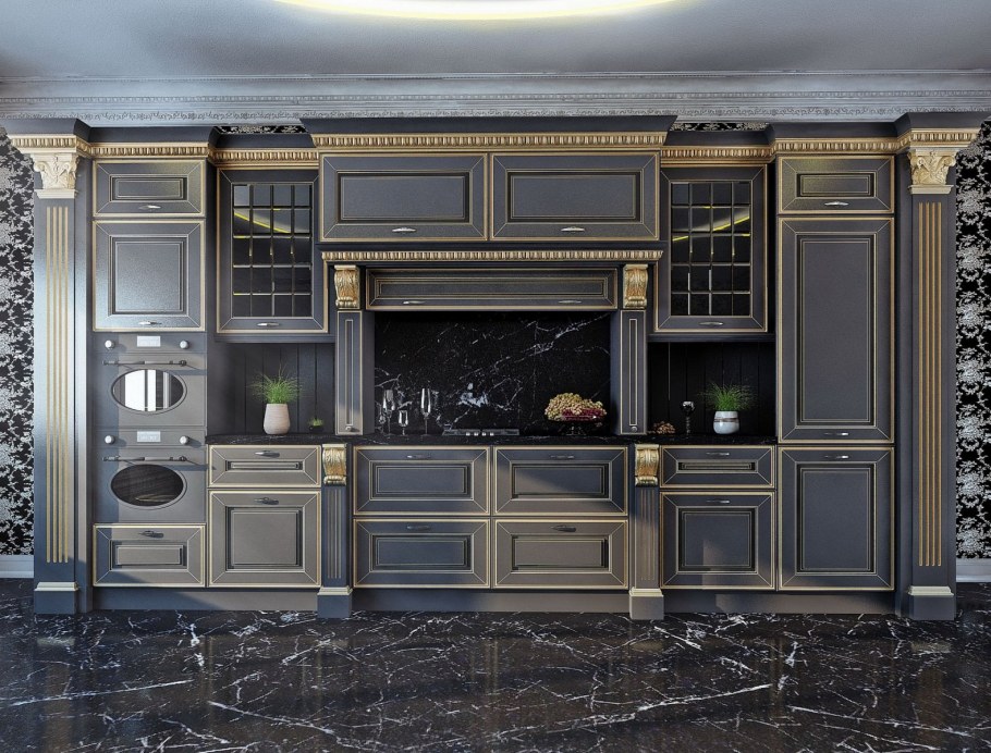 Кухни классика светлые с витражами