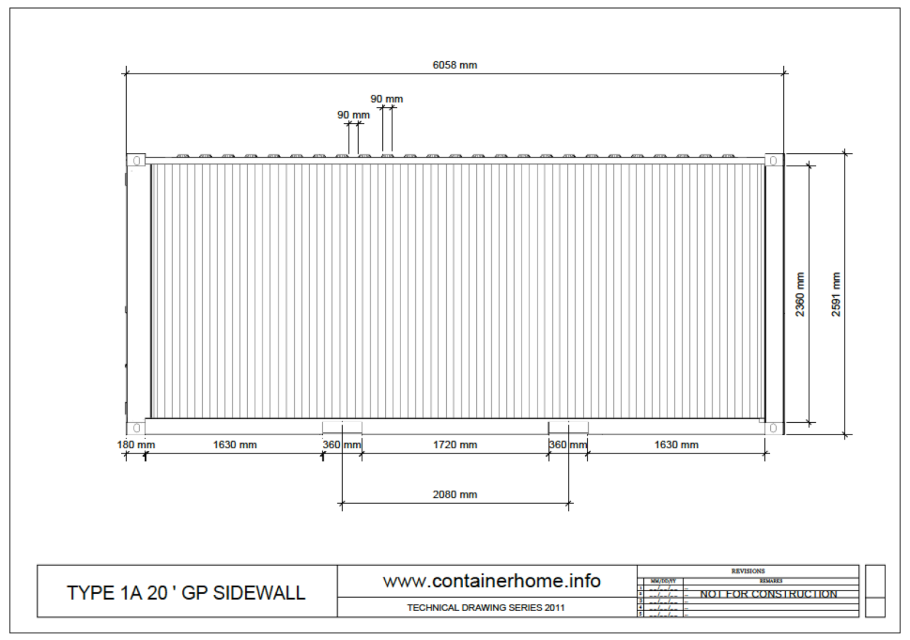 Чертеж морского контейнера 20 футов