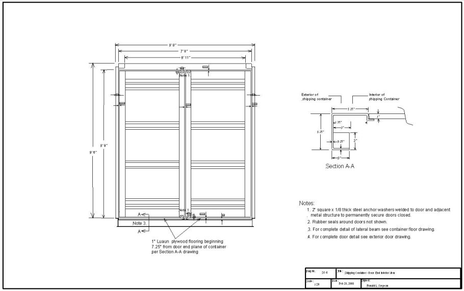 Сборочный чертеж контейнера 20 футов крепеж