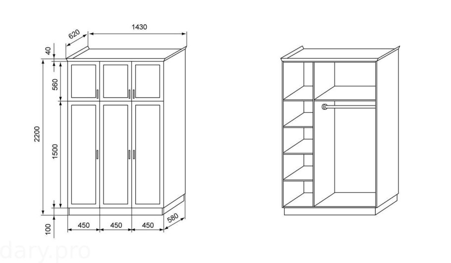 Шкаф купе 1950 ширина