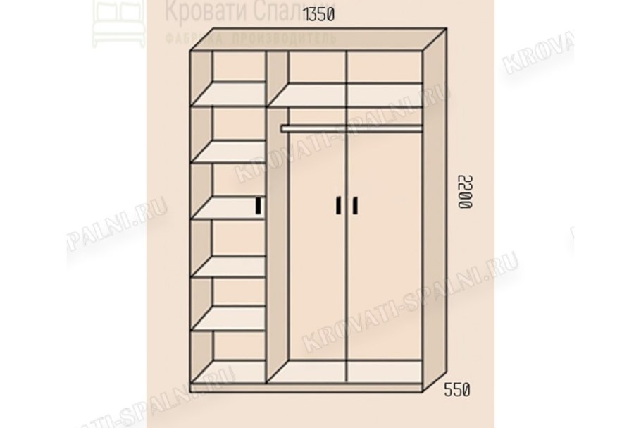 Шкаф-купе чертёж 1700х2400х600