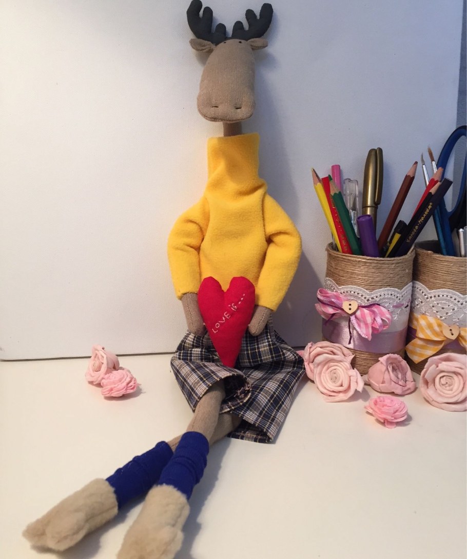 Лось интерьерная игрушка текстильная