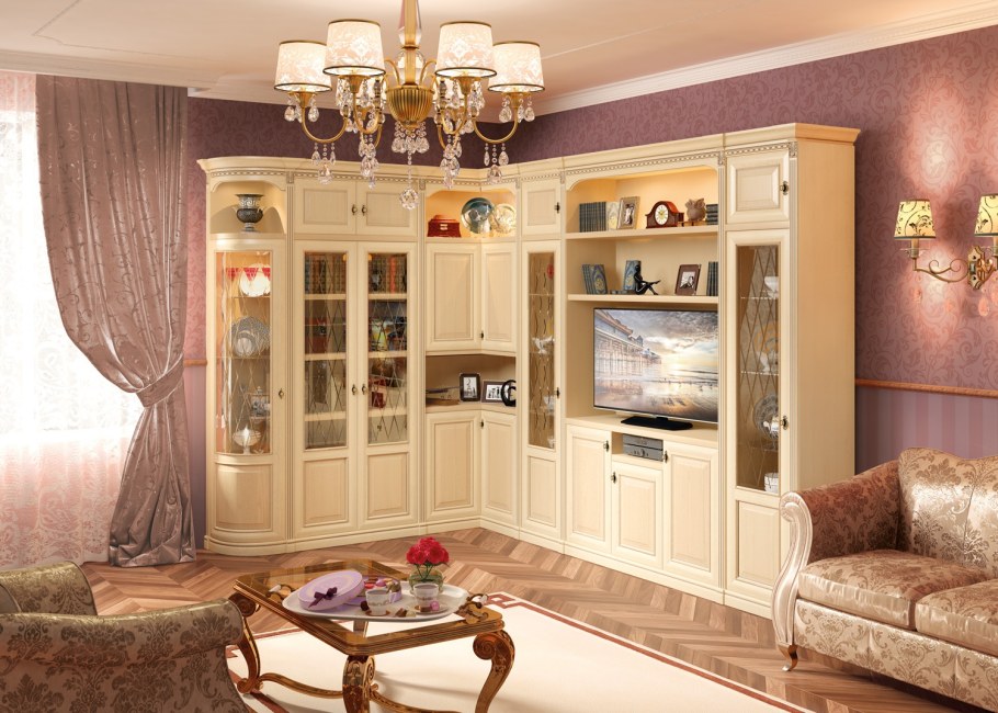 Угловые стенки в гостиную