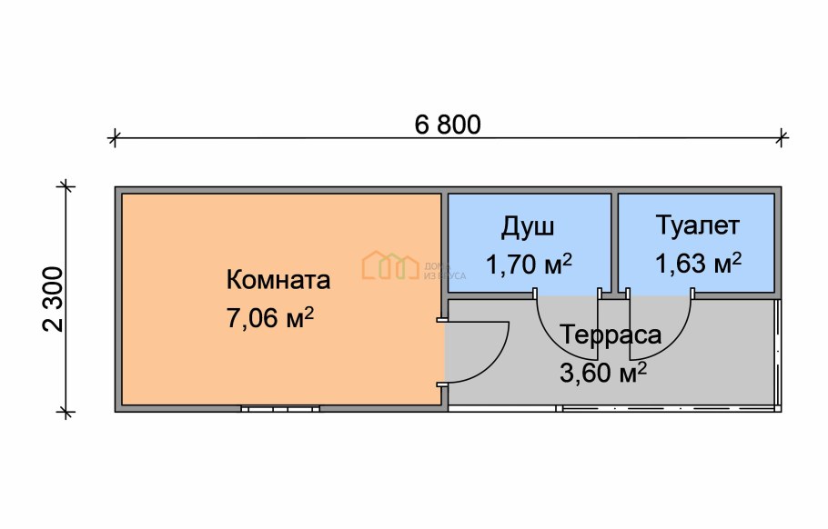 Планировка бытовки 6х3 с туалетом