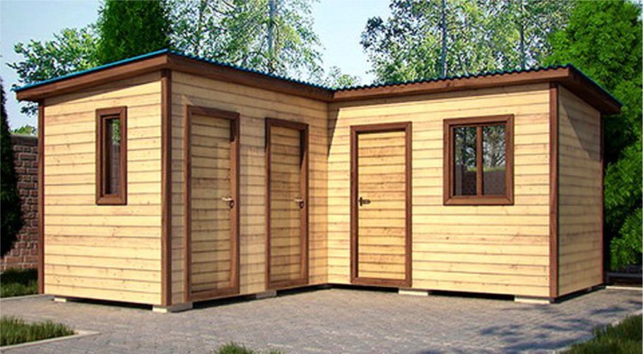 Хозблок для дачи угловой с дровником